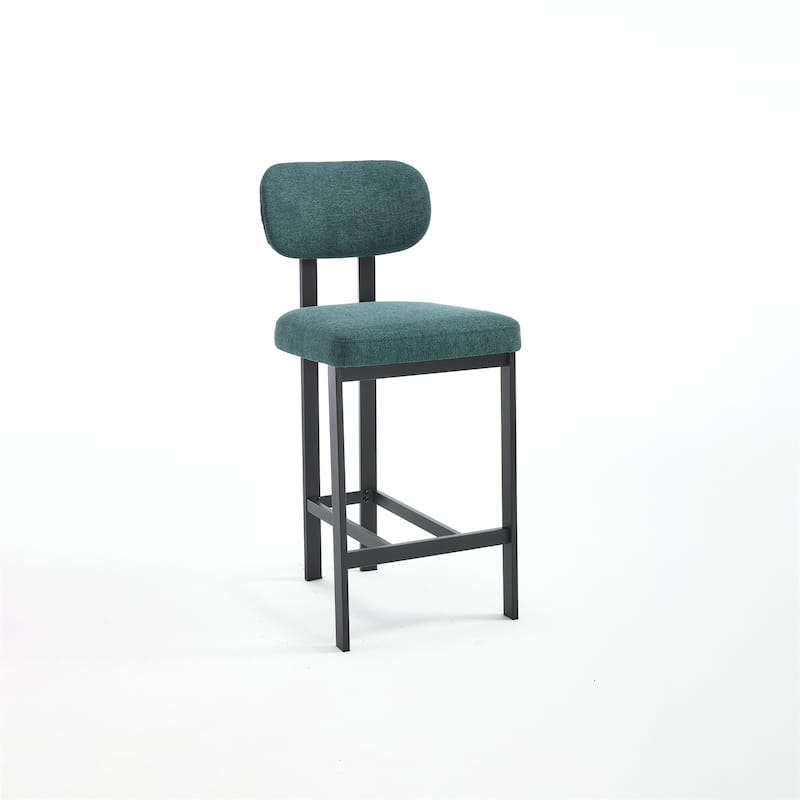 Modern Upholstered Fabric Barstools with Metal Legs (Set of 2)