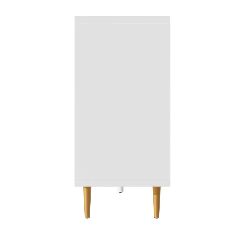 White Modern 65" TV Stand Cabinet with 3 Doors and Adjustable Shelves for TVs Up to 70"