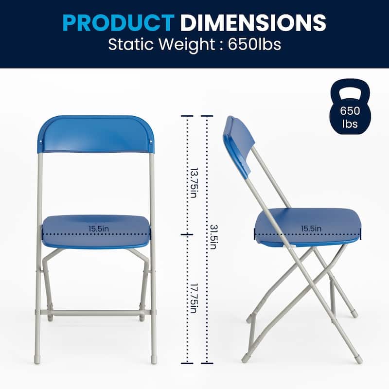 Plastic Folding Chair - 6 Pack 650LB Weight Capacity - Event Chair - 17.5"W x 18"D x 31.5"H