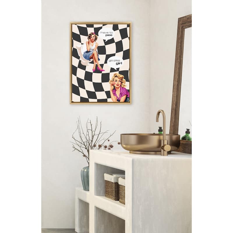 Kate and Laurel Sylvie Go Girl Black Framed Canvas by Honey Island