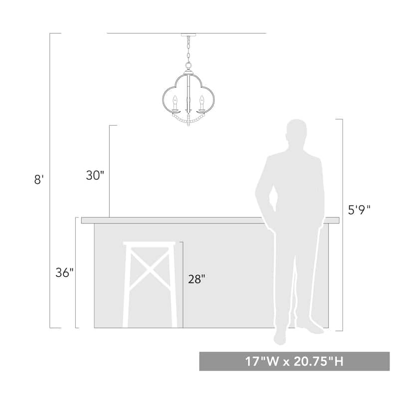 Flori 4 Light Pendant - 17"x20.75"