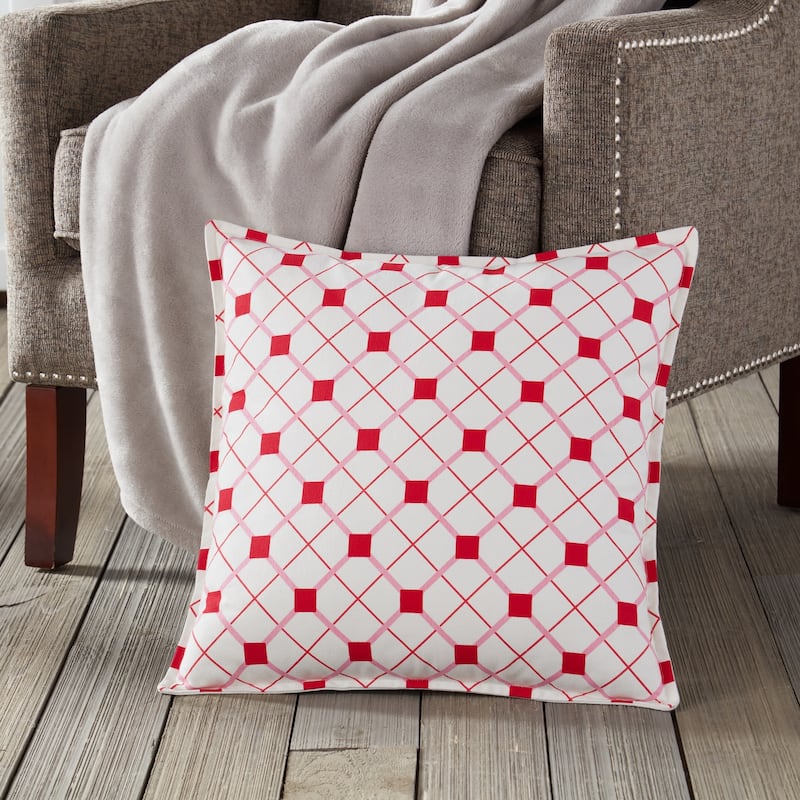 Geo Cotton Canvas 20-inch Pillow - Pink
