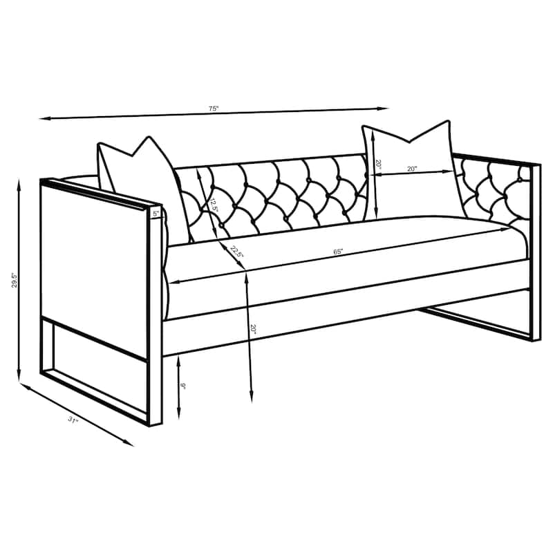 Eastbrook Velvet Upholstered Tufted Sofa Set Grey