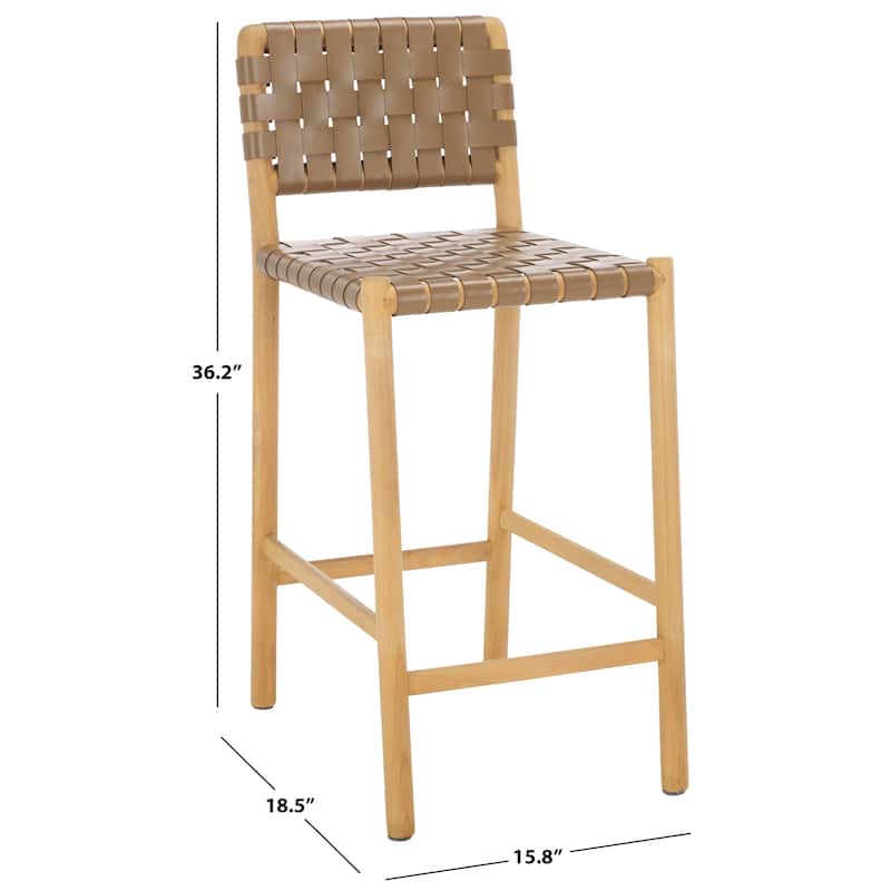 SAFAVIEH Couture Jeremiah Woven Leather 26-inch Counter Stool - 16"W x 19"D x 36"H