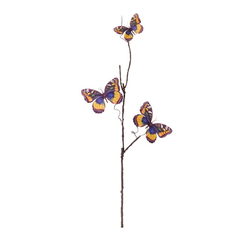 Butterfly Twig Artificial Sprays - 32.5" - Multicolor - Set of 6 - Multi