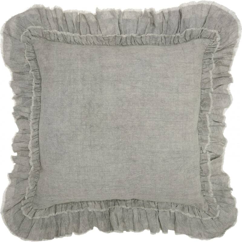 Dainty Ruffle Edged Light Gray Throw Pillow - Grey
