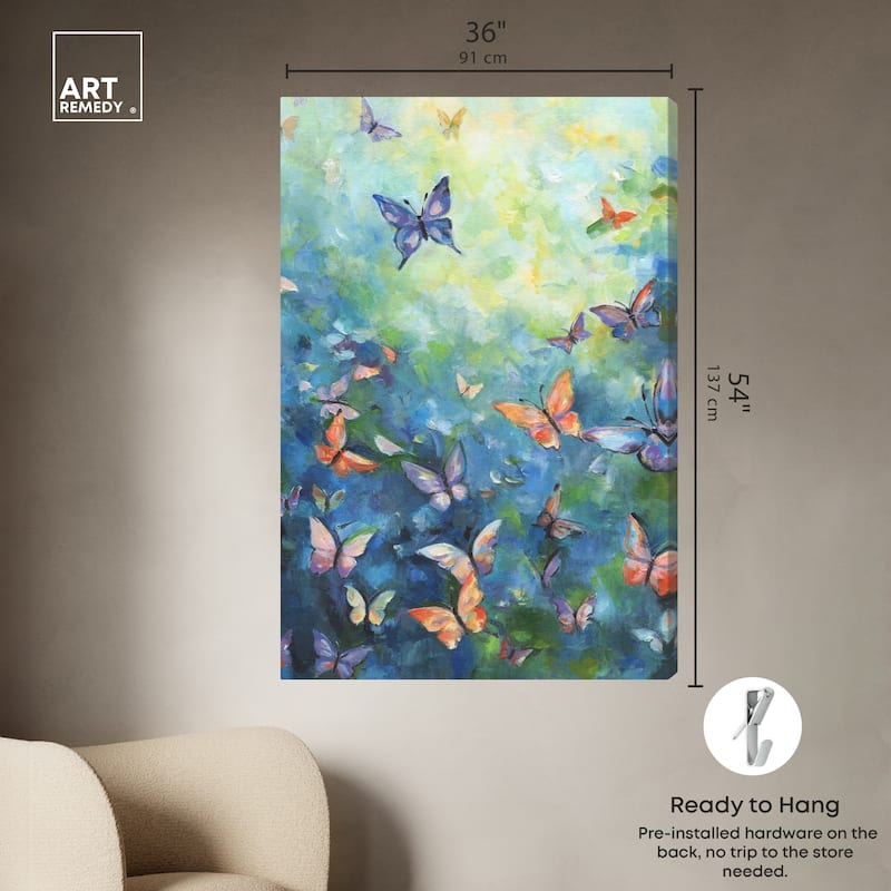 Art Remedy Aesthetic Butterflies Gallery Wrapped Butterfly 1 Piece Canvas Wall Art