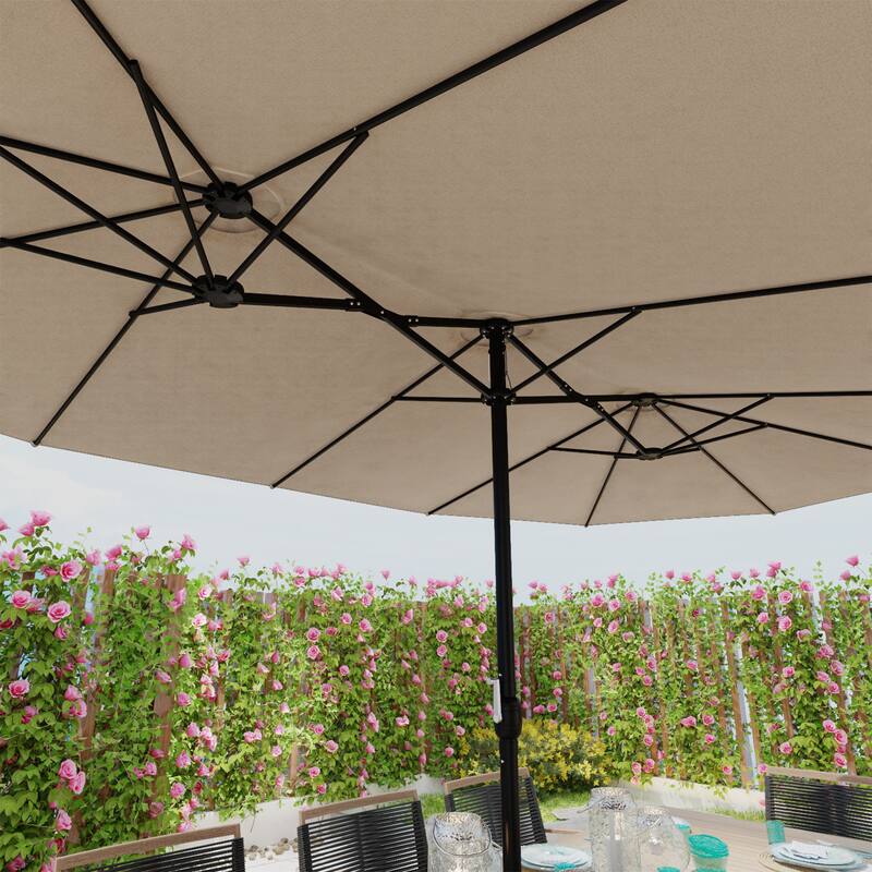 15 - foot Dual - sided Teal Outdoor Umbrella: Durable Polyester Canopy, Sturdy Steel Frame(no base)