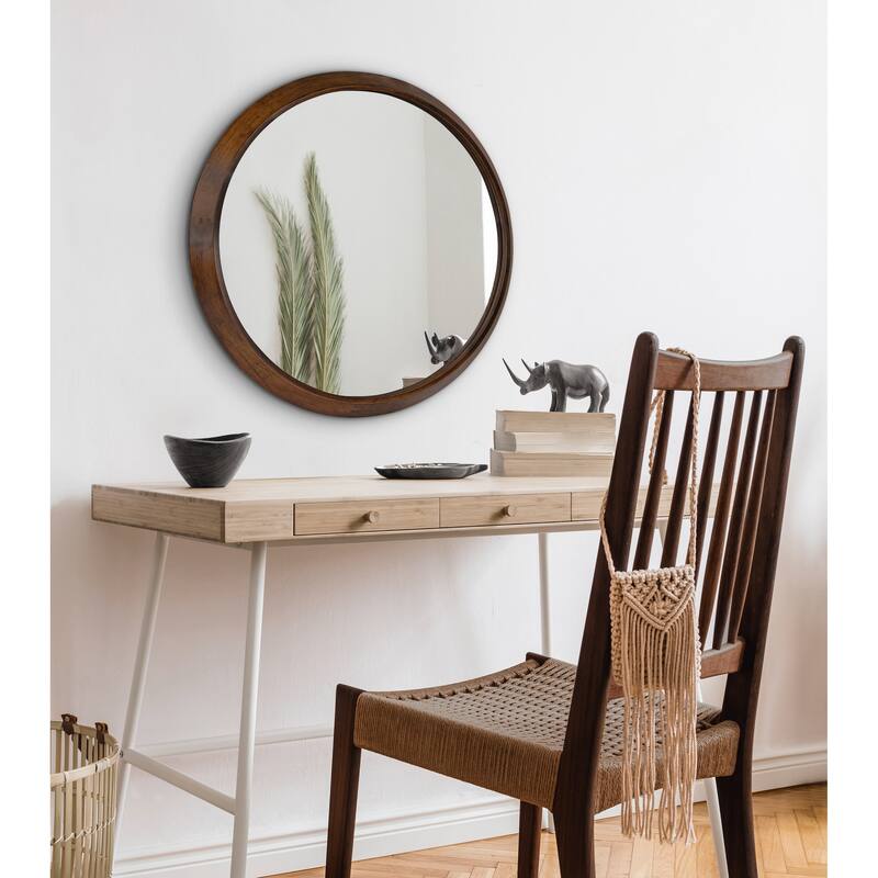 Kate and Laurel Uldrich Wood Framed Mirror - 24" Diameter