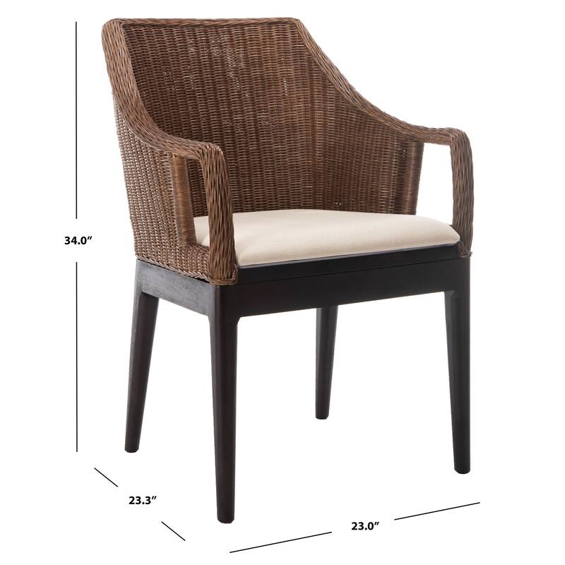 SAFAVIEH Duyen Dining Multi/ Brown Arm Chair - 23" x 23.3" x 34" - 23Wx23Dx34H