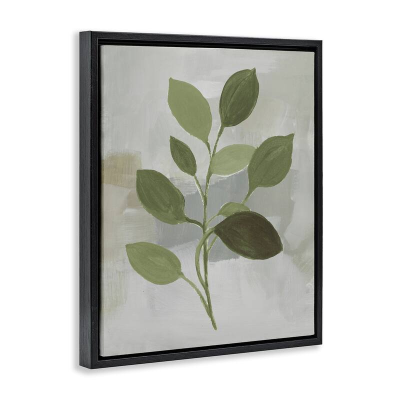 Stupell Leaf Sprigs over Grey Framed Floater Canvas Wall Art Design By Lanie Loreth
