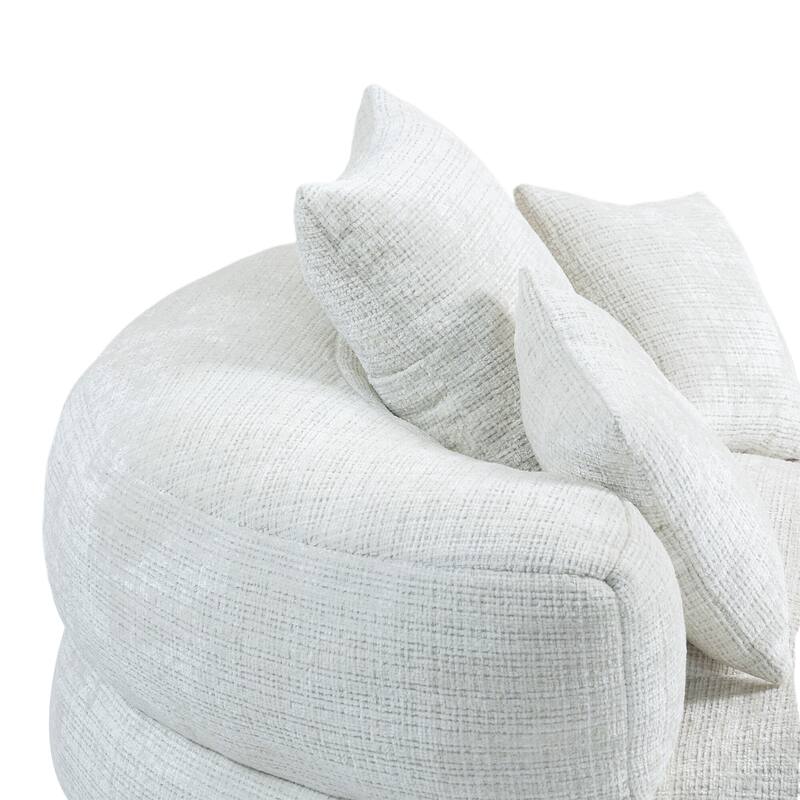 Chenille High Back Lazy Sofa with 3 Pillows and Oversized Bean Bag Chair
