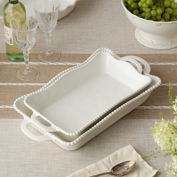 Certified International Perlette Cream Medium Rectagular Baker