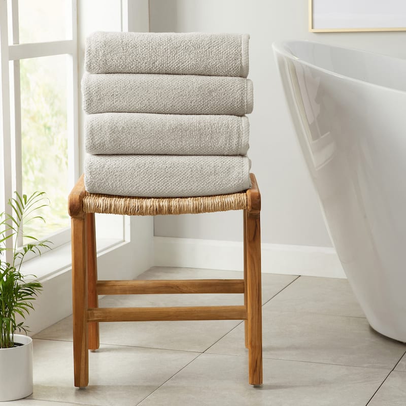 100% Cotton Acacia Collection Ultra Absorbant Popcorn Bath Towels - Bath Towel (4-Pack) - Light grey