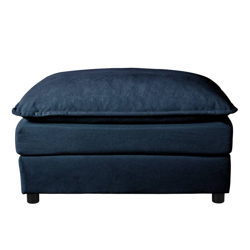 Modular L Shaped Sofa, Chenille, Blue, Oversized Deep Seat with Ottoman, DIY Combination