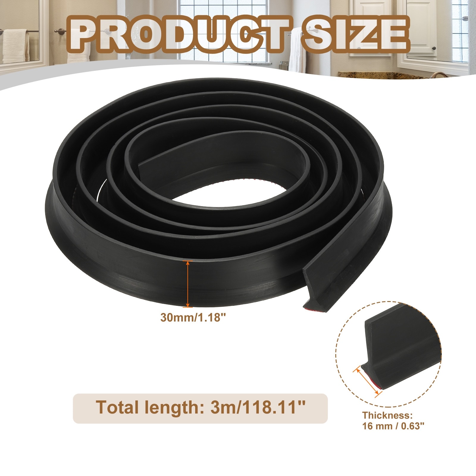 Collapsible Shower Threshold Water Dam Guard, Shower Stopper Barrier Self Adhesive Sink Splash Guards