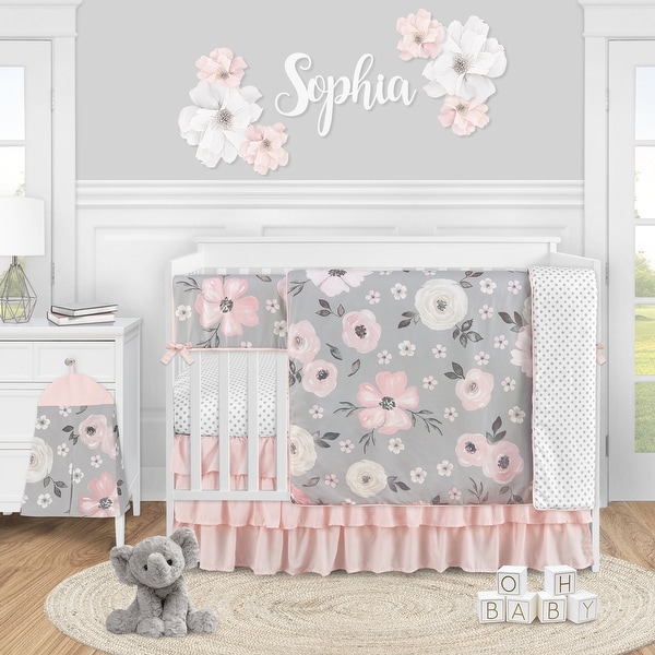 pink grey and white nursery