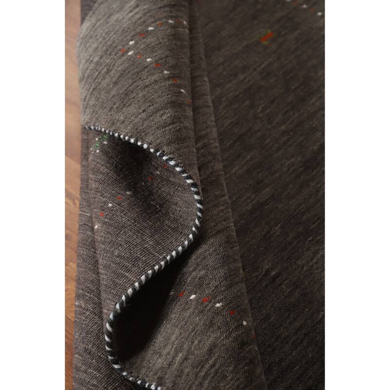 Hand Knotted Oriental 100% Wool Carpet Tribal Tribal Greys & Charcoal Gabbeh Area Rug - 7' 8'' X 5' 0''