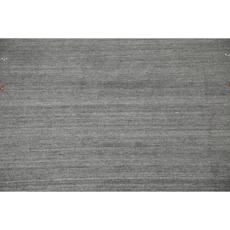 Silver Gray Gabbeh Living Room Area Rug Hand-Knotted Wool Carpet - 8'0"x 9'11"