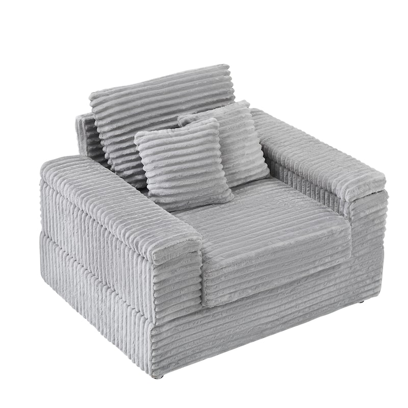 Corduroy Single Sofa Sets with 2 Throw Pillows and 500lb Weight Capacity