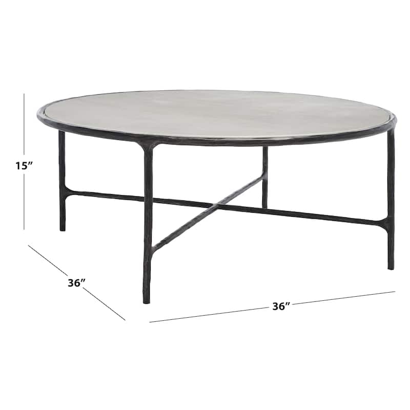 SAFAVIEH Couture Venanzia Round Metal Coffee Table - 36" W x 36" L x 15" H - 36"W x 36"D x 15"H