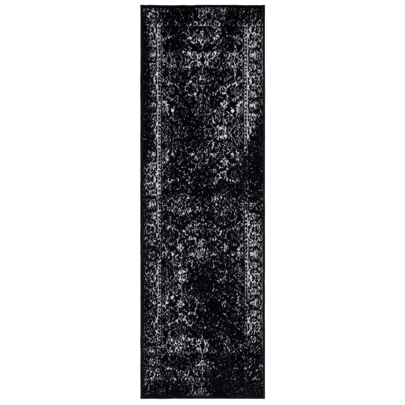 SAFAVIEH Adirondack Riin Rustic Shabby Chic Distressed Rug - 2'6" x 6' Runner - Black/Ivory