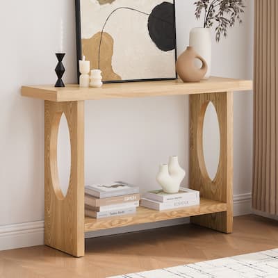 47.24" Solid Wood Veneer Console Table Entryway Sofa Table - 31.5"H x 47.24"L x 13.78"W