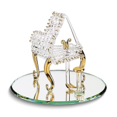 Curata Baby Grand Piano Handcrafted Glass Figurine with 22k Gold Trim