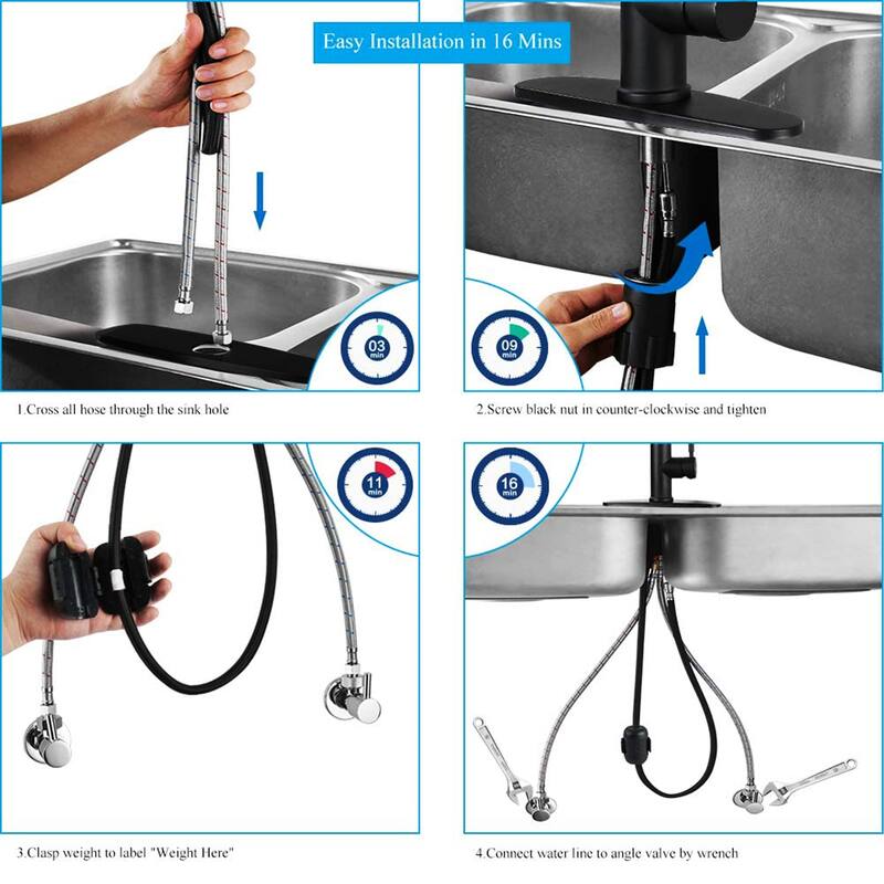 AITINKAN Pull Down Single Handle Kitchen Faucet with 3 Spray Mode