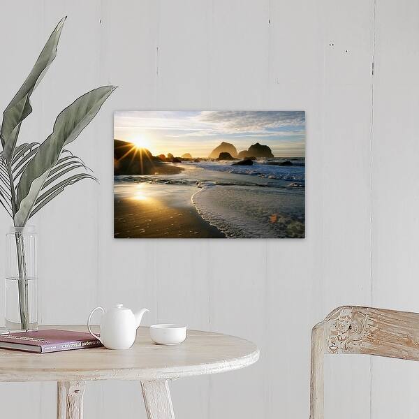 Shop Sunset Over Beach Scene Canvas Wall Art Overstock 16888091