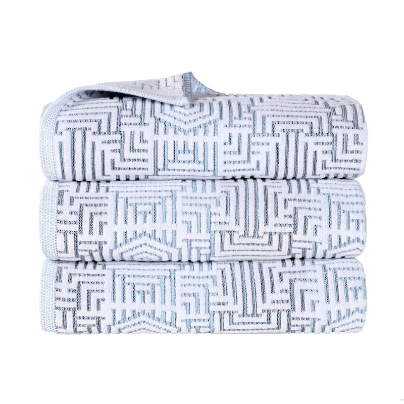 Superior Jasper Cotton Modern Geometric Jacquard Bath Towel Set of 3