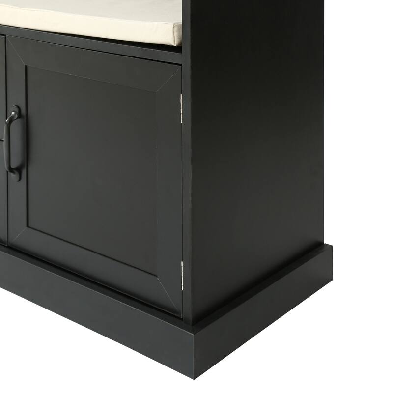 Classic Hall Tree with 3 Hooks,Coat Hanger,Storage Bench for Entrance,Hallway