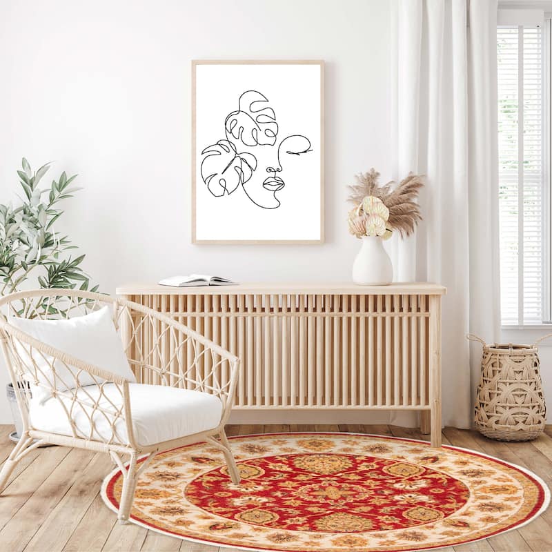 ECARPETGALLERY Hand-knotted Jamshidpour Red Wool Rug - 3'11 x 3'11