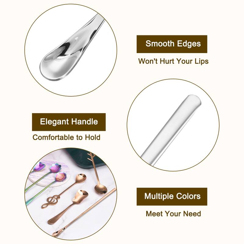 4Pcs 7.6" Stainless Steel Mixing Spoon Cocktail Stirrer Stirring Spoon