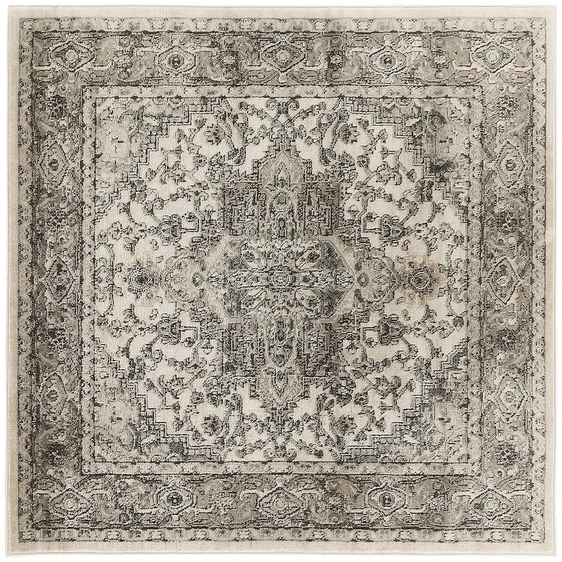Mebe Power Loomed Distressed Geometric Traditional Durable Area Rug By HomeRoots - 48' X '48' X '0.32