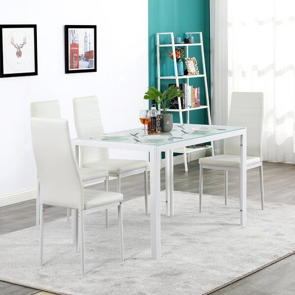 glass top dining table set 4 chairs