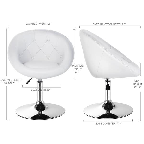 Costway 1pc Adjustable Modern Swivel Round Tufted Back Accent Chair Pu Overstock 16391697