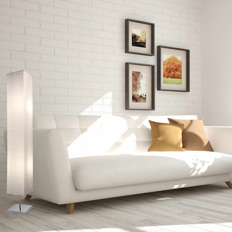 Honors Paper Floor Lamp with Chrome Base and White Paper Shade 2-PACK