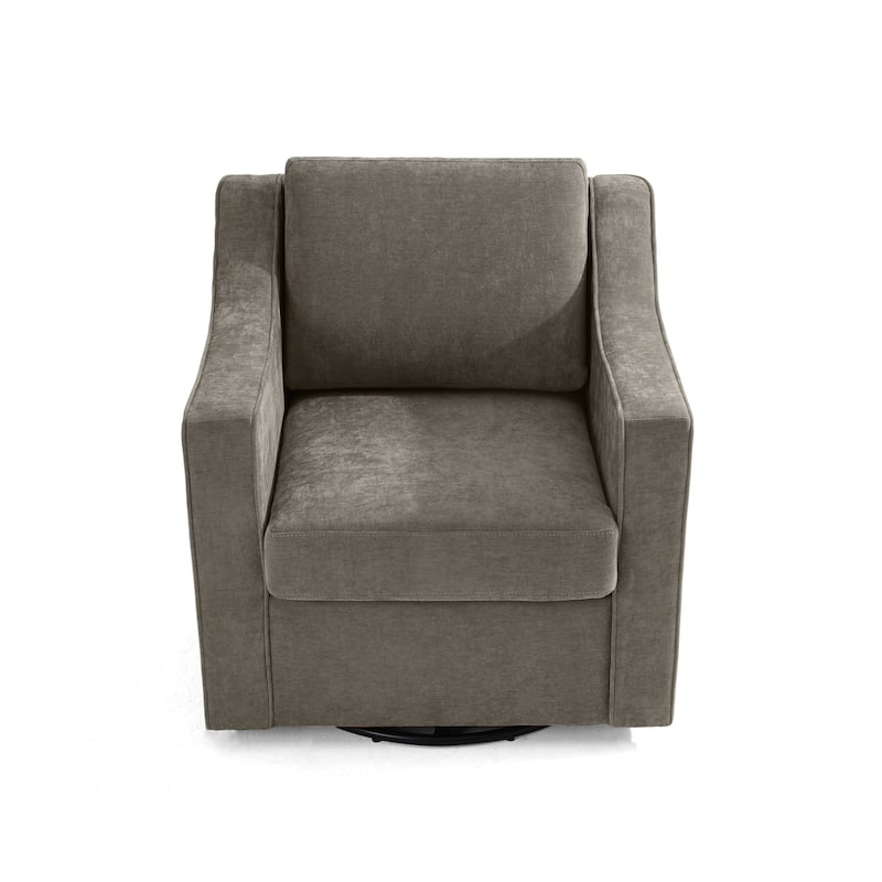 UIXE Chenille/Leather Swivel Barrel Chair Accent Chairs For Living Room