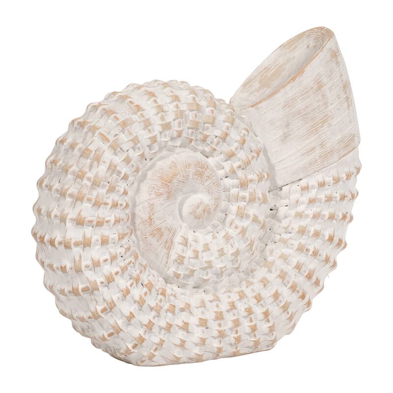 Coastal Decorative Resin Shell Figurine Sculpture - White