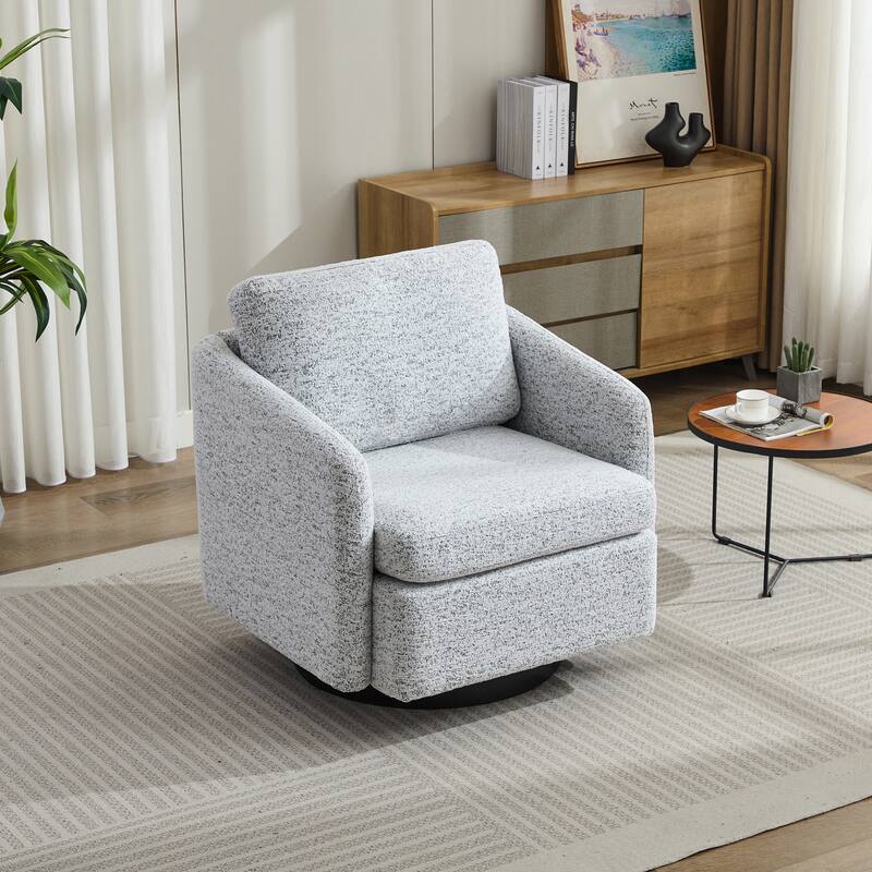 Swivel Accent Chair with Thick Cushions, Round Accent Single Sofa Chair, 360 Degree Club Chair Lounge Armchair