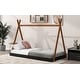 preview thumbnail 12 of 15, Twin Wood Tent Floor Bed with Triangle Structure, Montessori Floor Bed