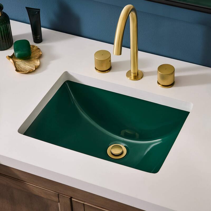 Ruvati 16 x 11-3/4 inch Undermount Bathroom Vanity Sink Emerald Green Porcelain Ceramic - RVB0718EG