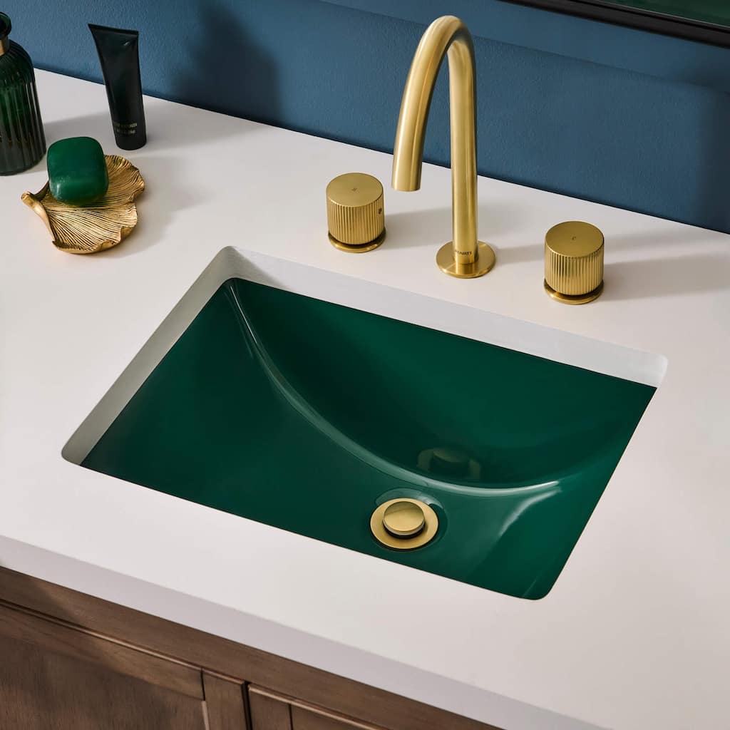 Ruvati 17 x 12 inch Undermount Bathroom Vanity Sink Emerald Green Porcelain Ceramic - RVB0718EG
