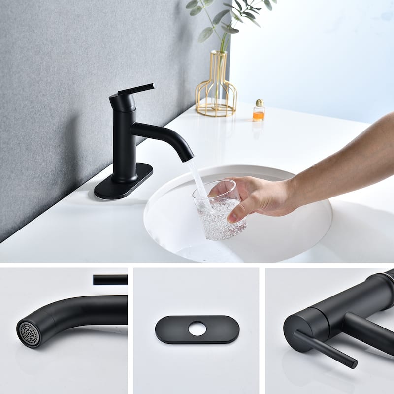 BATHLET Modern Single Handle Bathroom Faucet with Deck Plate