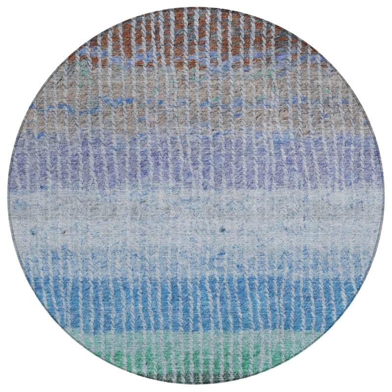 Machine Washable Indoor/ Outdoor Contemporary Stripes Chantille Rug