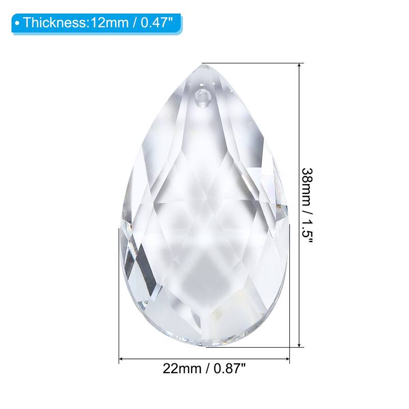 K9 Crystal Pendants Teardrop Beads, 10 Pack 38mm Chandelier Prisms DIY - Clear
