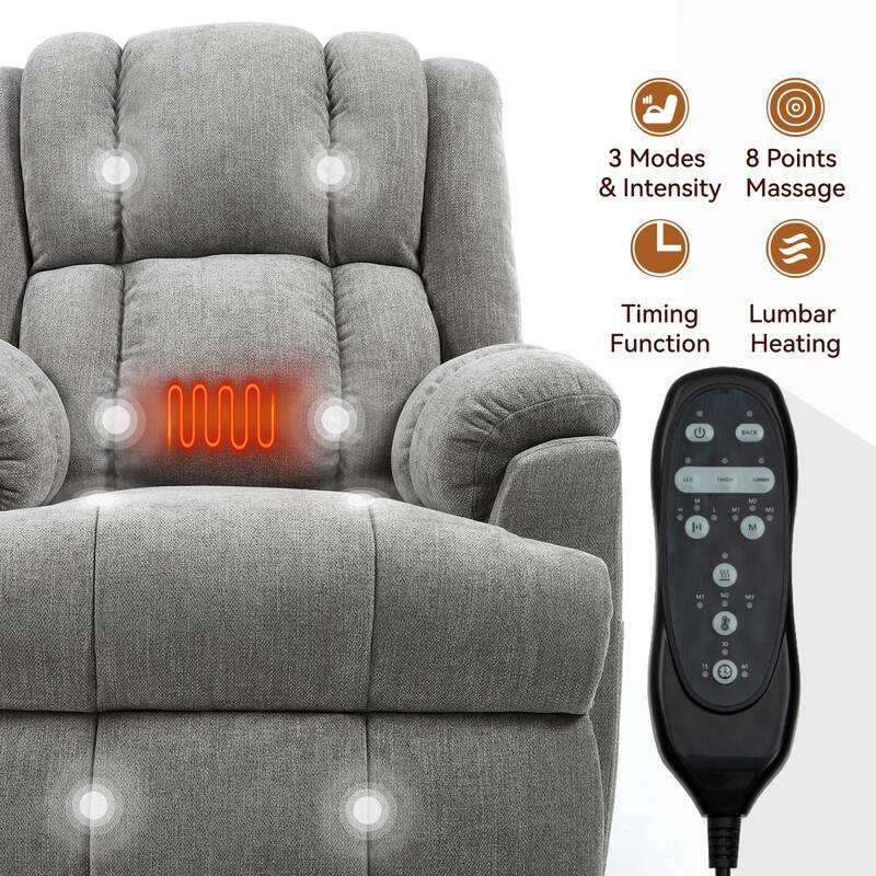 Roomfitters Dual Motor Power Lift Recliner Chair with Heat and Massage Infinite Position Heavy Duty Sofa for Seniors