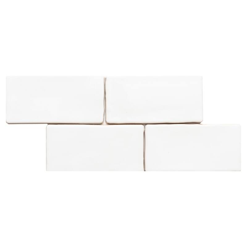The Tile Life Talavera 3x6 White Glossy Ceramic Subway Wall Tile - Case of 48 (5.97 Sq. ft.)