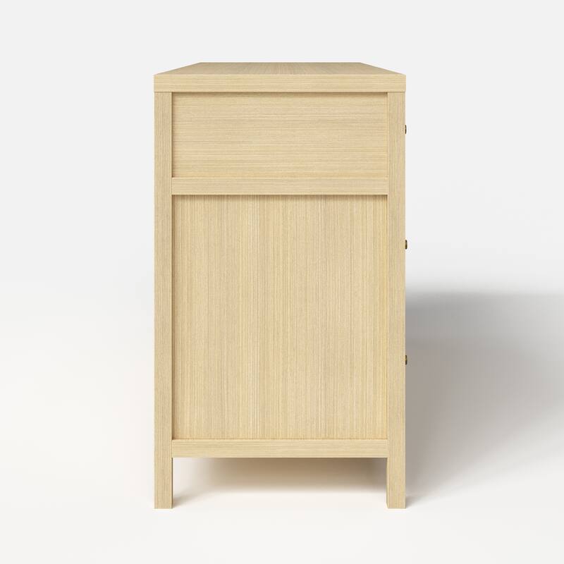 63” Solid Wood 6 Drawer Dresser – Semi-Assembled Modern Farmhouse Wide Chest with Soft-Close Undermount Slides